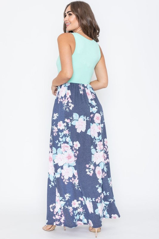 Women's Floral Sleeveless Maxi Dress