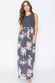 Women's Floral Sleeveless Maxi Dress