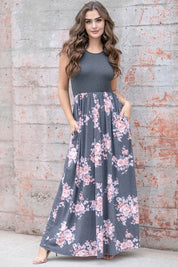 Women's Floral Sleeveless Maxi Dress