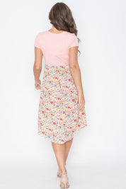 Women's Cap Sleeve Floral Midi Dress with Pockets