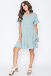 Women's Plus Solid Ruffle Tiered Midi Dress