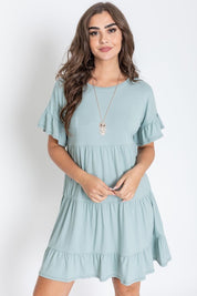 Women's Plus Solid Ruffle Tiered Midi Dress