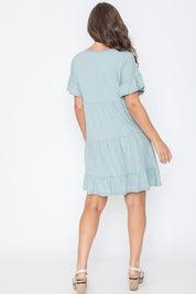 Women's Plus Solid Ruffle Tiered Midi Dress