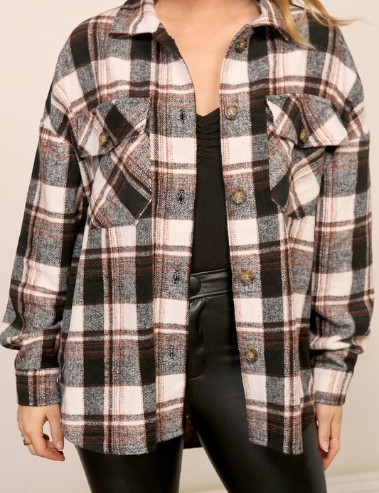 Button Down Plaid Shacket