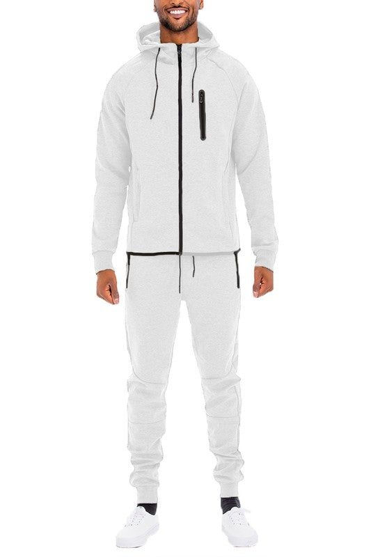 Men's Full Zip Track Set with Elastic Waist Pants