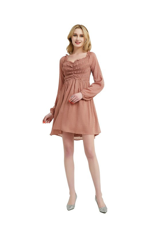 Women's Long Sleeve Smocked Midi Dress