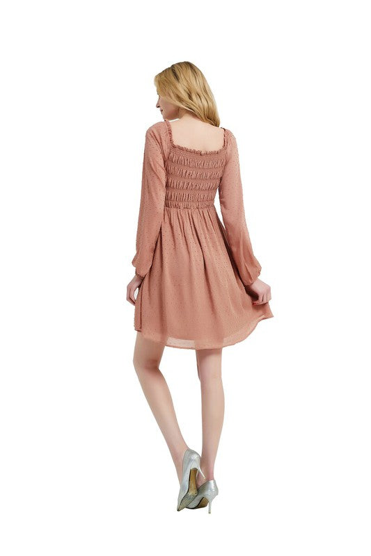 Women's Long Sleeve Smocked Midi Dress