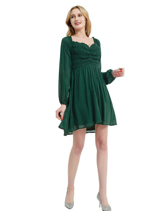 Women's Long Sleeve Smocked Midi Dress