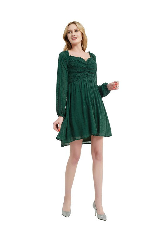 Women's Long Sleeve Smocked Midi Dress