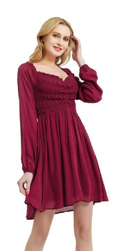 Women's Long Sleeve Smocked Midi Dress