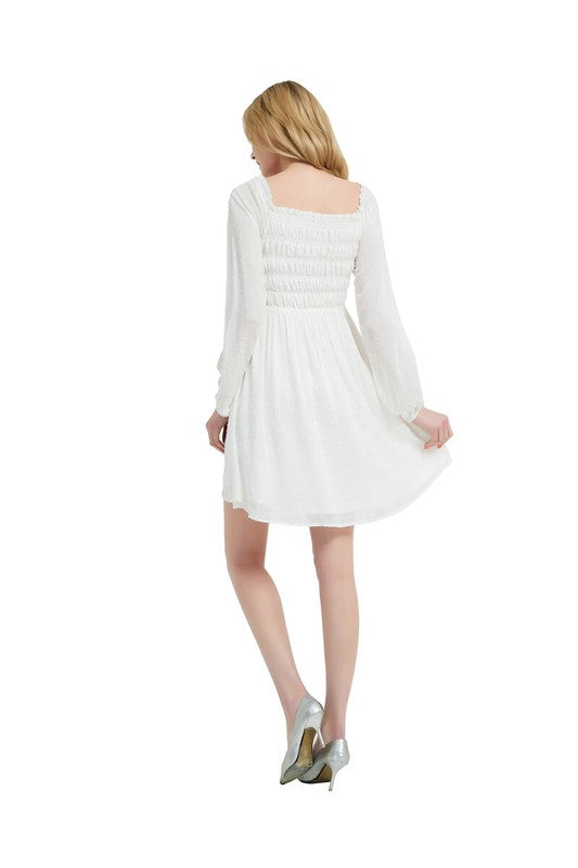 Women's Long Sleeve Smocked Midi Dress