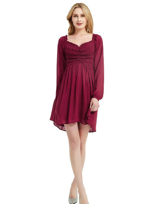 Women's Long Sleeve Smocked Midi Dress