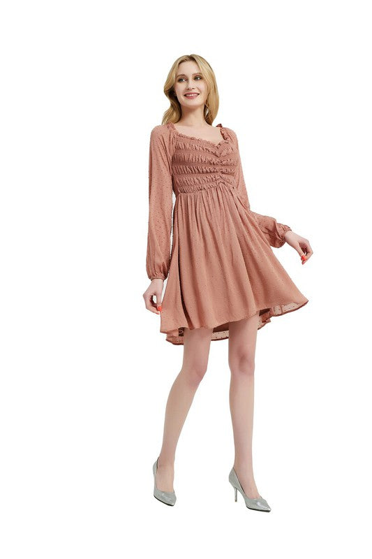 Women's Long Sleeve Smocked Midi Dress