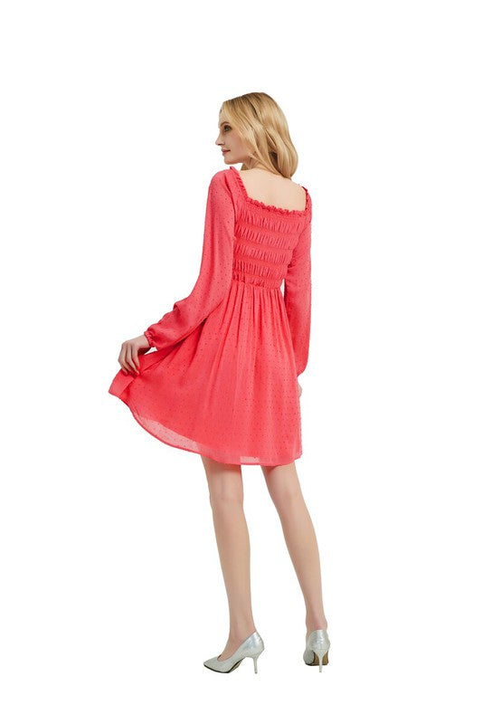 Women's Long Sleeve Smocked Midi Dress