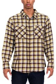 Men's Regular Fit Checker Plaid Flannel Long Sleeve Shirt