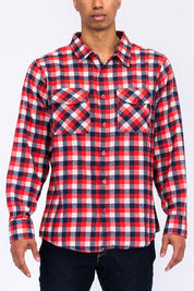 Men's Regular Fit Checker Plaid Flannel Long Sleeve Shirt