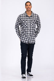 Men's Regular Fit Checker Plaid Flannel Long Sleeve Shirt