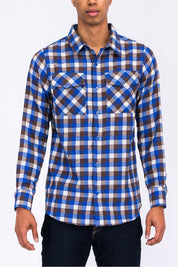 Men's Regular Fit Checker Plaid Flannel Long Sleeve Shirt