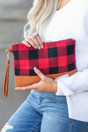 Women's Buffalo Plaid Clutch with Zipper Pocket