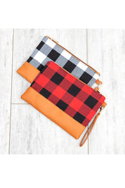 Women's Buffalo Plaid Clutch with Zipper Pocket