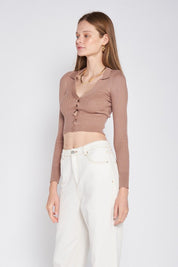 Women's Ribbed Button Down Crop Cardigan