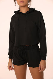 Women's Regular Fit French Terry Cropped Hoodie