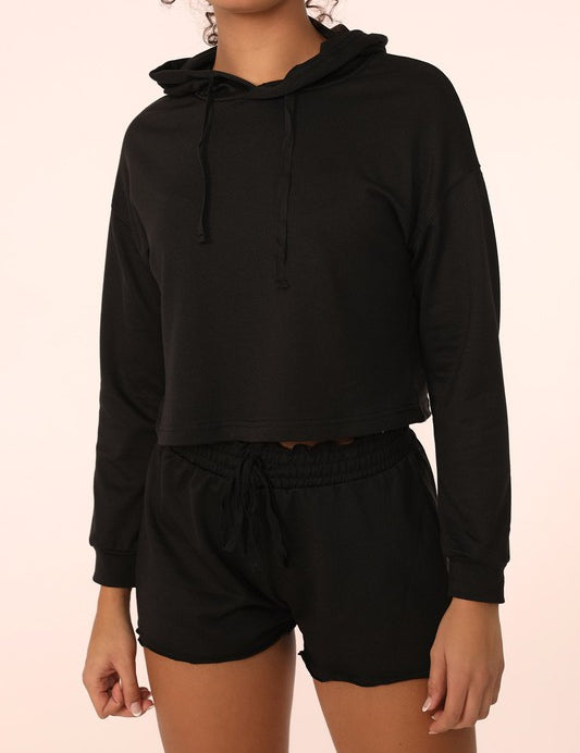 French Terry Cropped Hoodie