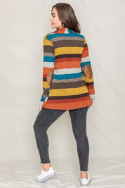 Women's Striped Elbow Patch Cardigan