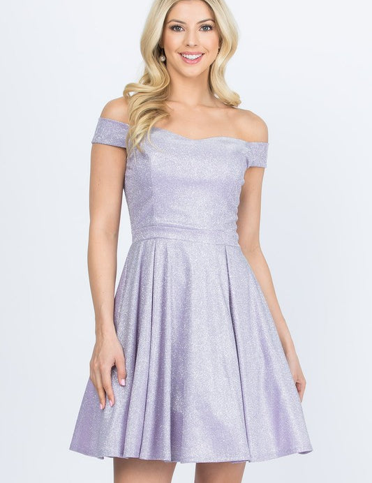 Off the shoulder skater dress jaquard