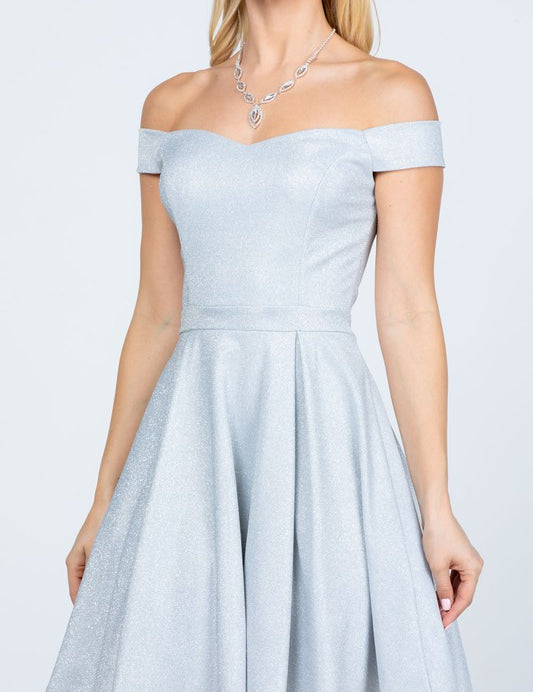 Off the shoulder skater dress jaquard