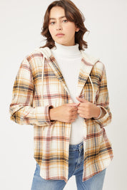 Women's Oversized Plaid Flannel Shacket with Hood