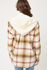 Women's Oversized Plaid Flannel Shacket with Hood