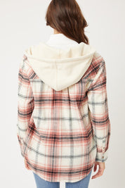 Women's Oversized Plaid Flannel Shacket with Hood