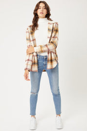 Women's Oversized Plaid Flannel Shacket with Hood