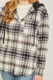 Women's Oversized Plaid Flannel Shacket with Hood