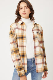 Women's Casual Plaid Flannel Button-Up Top