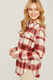 Women's Casual Plaid Flannel Button-Up Top