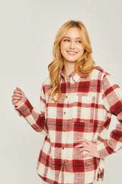 Women's Casual Plaid Flannel Button-Up Top