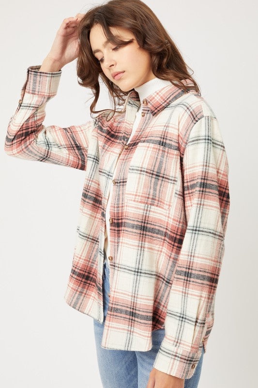 Women's Casual Plaid Flannel Button-Up Top