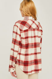 Women's Casual Plaid Flannel Button-Up Top