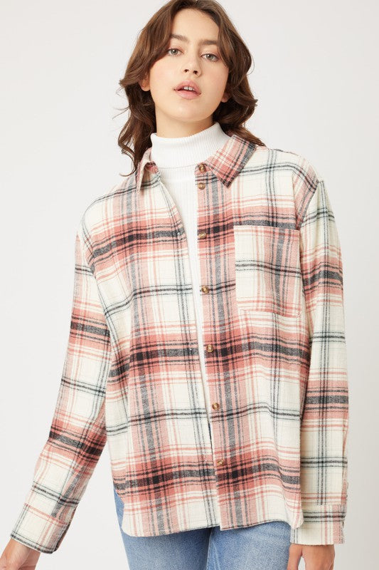 Women's Casual Plaid Flannel Button-Up Top