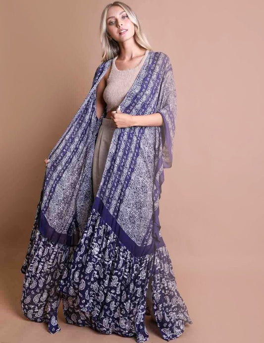 Women's Paisley Tapestry Free Flow Kimono