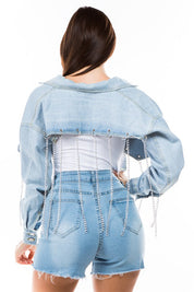 Women's Sexy Multi-Chain Denim Jacket