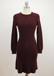 Women's Fitted Cable Knit Stretch Sweater Dress