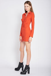 Women's Ruched Long Sleeve Dress