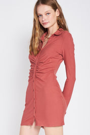 Women's Ruched Long Sleeve Dress