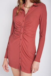 Women's Ruched Long Sleeve Dress