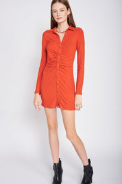 Women's Ruched Long Sleeve Dress