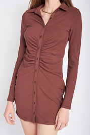 Women's Ruched Long Sleeve Dress