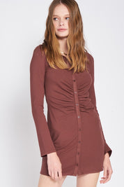 Women's Ruched Long Sleeve Dress